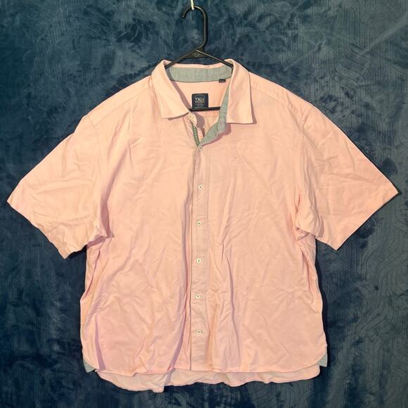 True Measure Casual Short Sleeve Premium Cotton Pink Dress Shirt Mens Size XXL - Picture 1 of 6